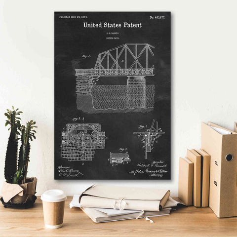 Image of 'Bridge Gate Blueprint Patent Chalkboard,' Canvas Wall Art,18 x 26