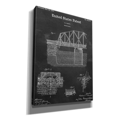 Image of 'Bridge Gate Blueprint Patent Chalkboard,' Canvas Wall Art,12x16x1.1x0,18x26x1.1x0,26x34x1.74x0,40x54x1.74x0