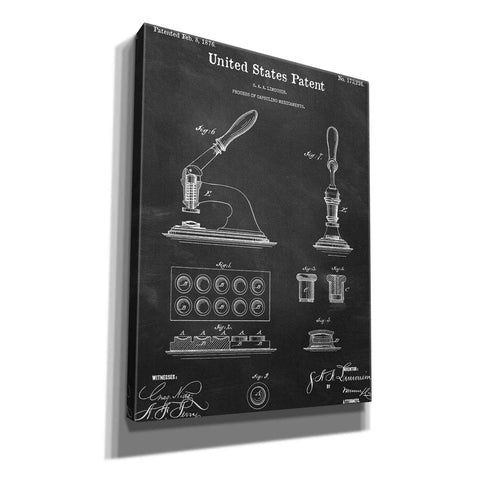 Image of 'Capsuling Medicine Blueprint Patent Chalkboard,' Canvas Wall Art,12x16x1.1x0,18x26x1.1x0,26x34x1.74x0,40x54x1.74x0