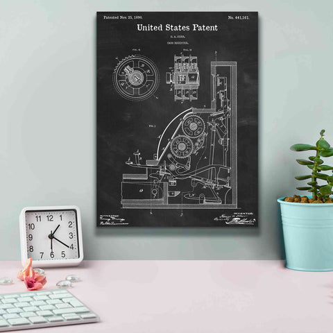 Image of 'Cash Register Blueprint Patent Chalkboard,' Canvas Wall Art,12 x 16