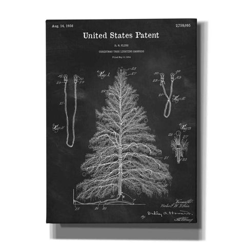 Image of 'Artificial Christmas Tree Blueprint Patent Chalkboard,' Canvas Wall Art,12x16x1.1x0,18x26x1.1x0,26x34x1.74x0,40x54x1.74x0