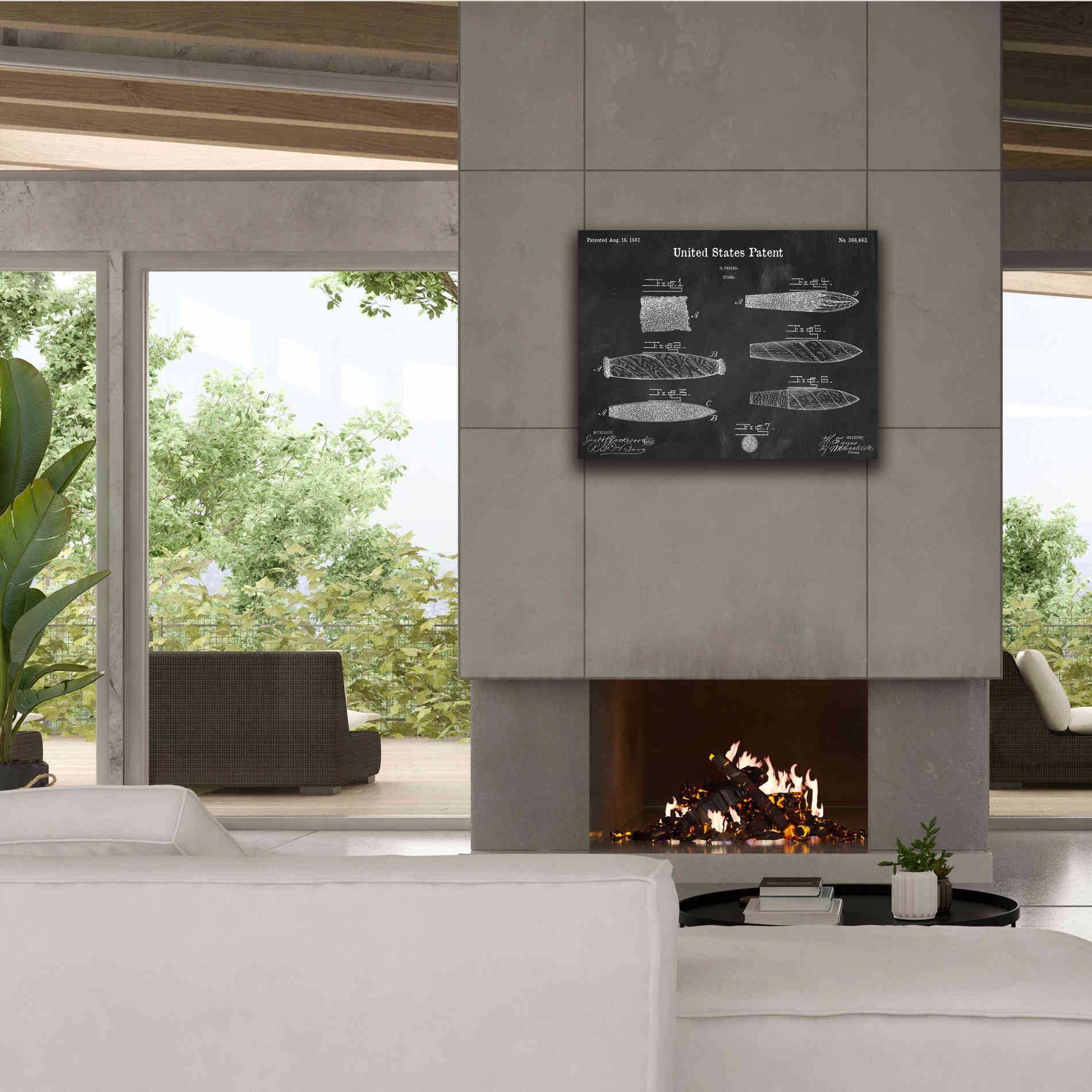 'Cigar Blueprint Patent Chalkboard,' Canvas Wall Art,34 x 26