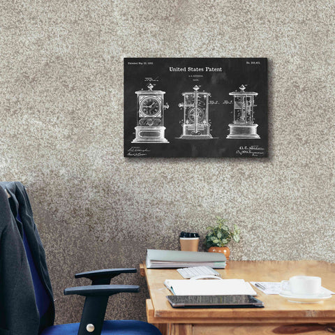 Image of 'Clock Blueprint Patent Chalkboard,' Canvas Wall Art,26 x 18