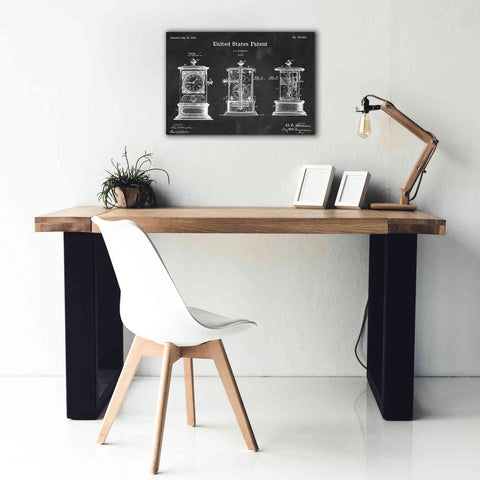 Image of 'Clock Blueprint Patent Chalkboard,' Canvas Wall Art,26 x 18