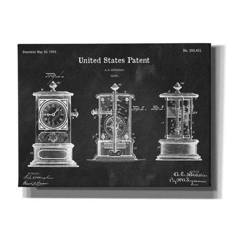 Image of 'Clock Blueprint Patent Chalkboard,' Canvas Wall Art,16x12x1.1x0,26x18x1.1x0,34x26x1.74x0,54x40x1.74x0
