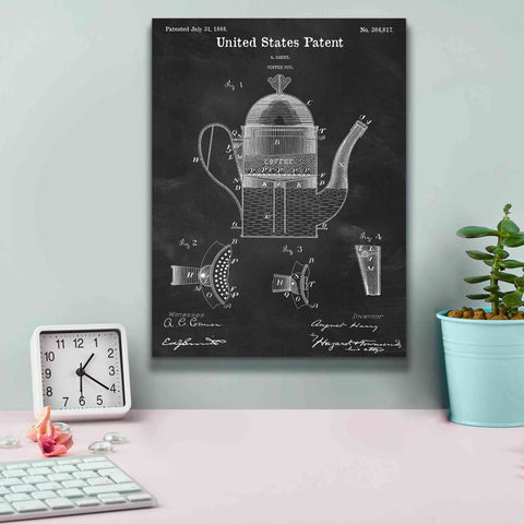 Image of 'Coffee Pot Blueprint Patent Chalkboard,' Canvas Wall Art,12 x 16