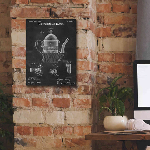 Image of 'Coffee Pot Blueprint Patent Chalkboard,' Canvas Wall Art,12 x 16