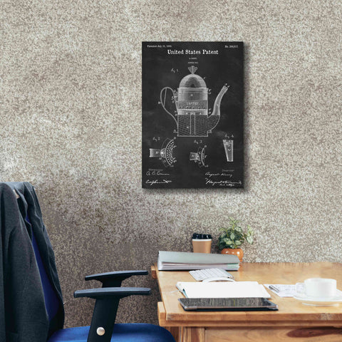 Image of 'Coffee Pot Blueprint Patent Chalkboard,' Canvas Wall Art,18 x 26