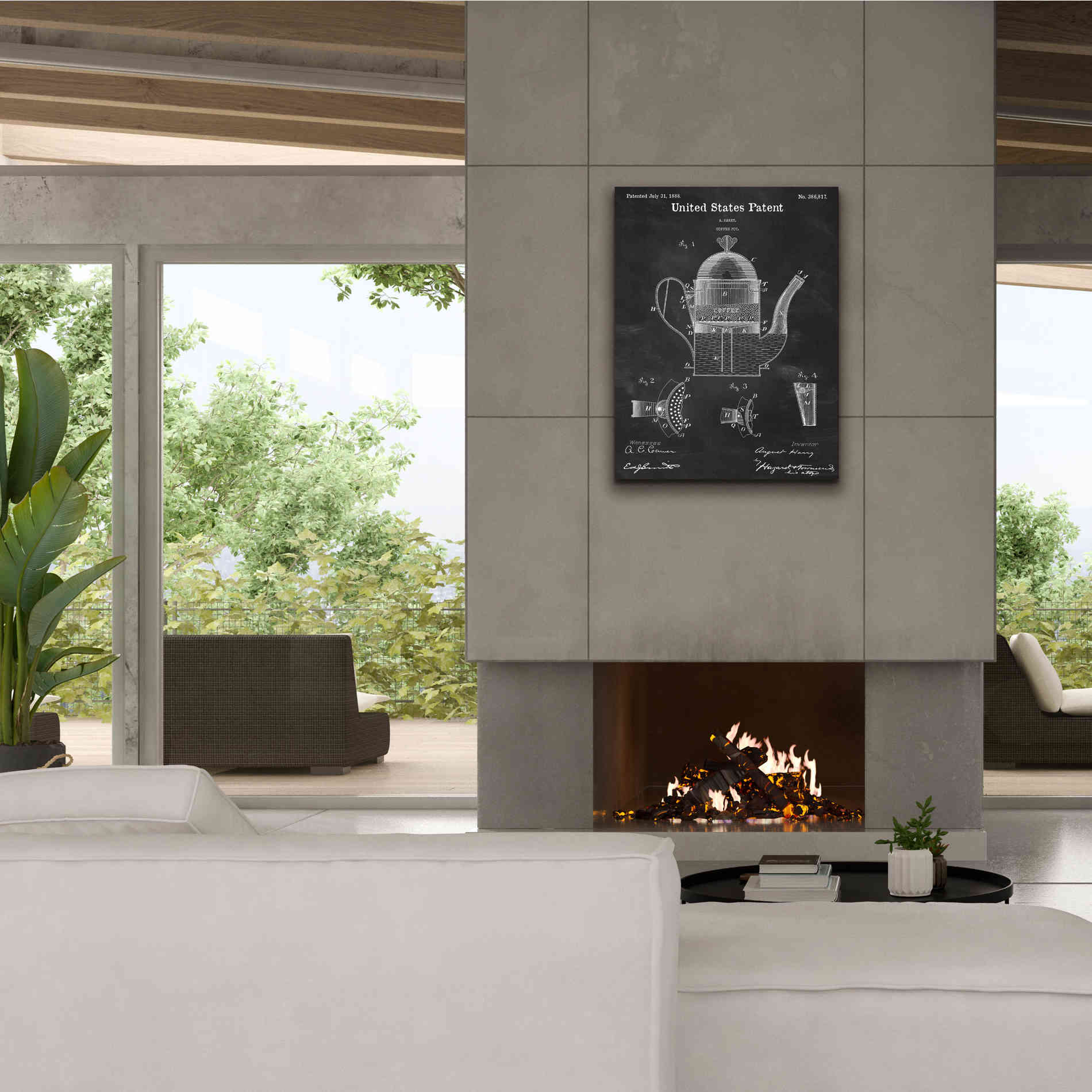 'Coffee Pot Blueprint Patent Chalkboard,' Canvas Wall Art,26 x 34