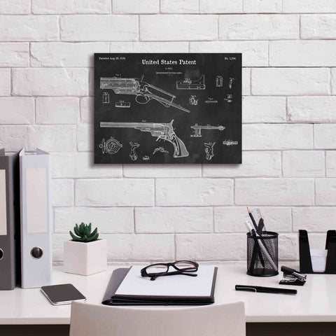 Image of 'Colt Revolver Blueprint Patent Chalkboard,' Canvas Wall Art,16 x 12