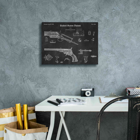 Image of 'Colt Revolver Blueprint Patent Chalkboard,' Canvas Wall Art,16 x 12
