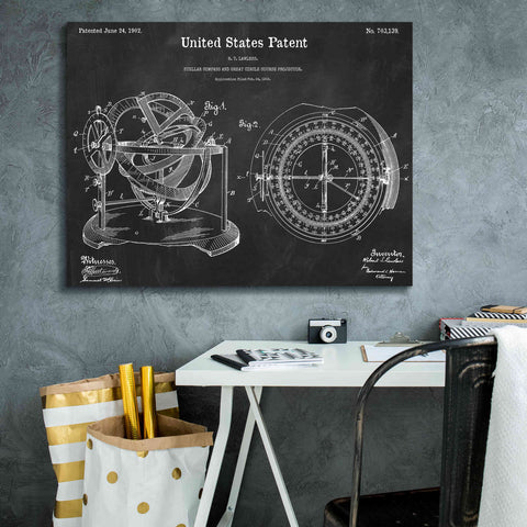 Image of 'Stellar Compass Blueprint Patent Chalkboard,' Canvas Wall Art,34 x 26