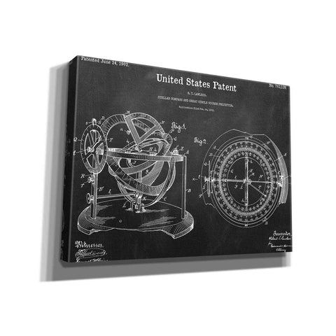 Image of 'Stellar Compass Blueprint Patent Chalkboard,' Canvas Wall Art,16x12x1.1x0,26x18x1.1x0,34x26x1.74x0,54x40x1.74x0