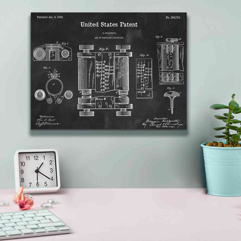 Image of 'Tubular Machine Blueprint Patent Chalkboard,' Canvas Wall Art,16 x 12