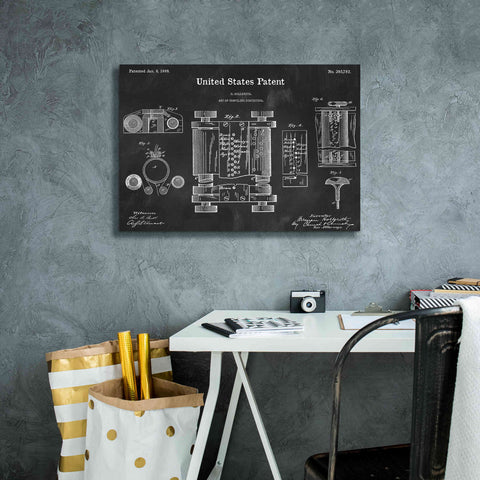 Image of 'Tubular Machine Blueprint Patent Chalkboard,' Canvas Wall Art,26 x 18