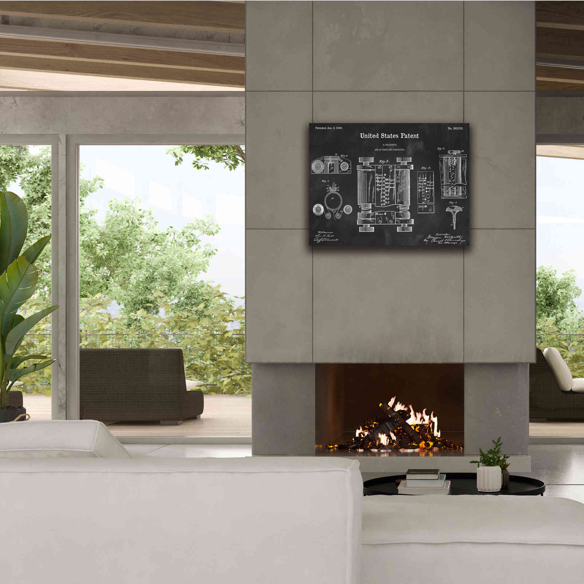 'Tubular Machine Blueprint Patent Chalkboard,' Canvas Wall Art,34 x 26