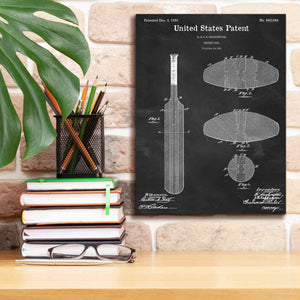 'Cricket Bat Blueprint Patent Chalkboard,' Canvas Wall Art,12 x 16