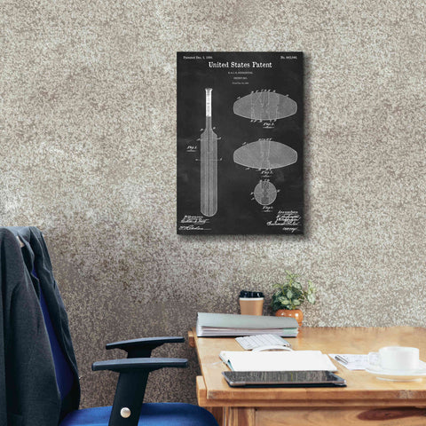 Image of 'Cricket Bat Blueprint Patent Chalkboard,' Canvas Wall Art,18 x 26