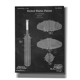 'Cricket Bat Blueprint Patent Chalkboard,' Canvas Wall Art,12x16x1.1x0,18x26x1.1x0,26x34x1.74x0,40x54x1.74x0