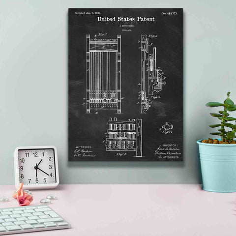 Image of 'Cue Rack Blueprint Patent Chalkboard,' Canvas Wall Art,12 x 16