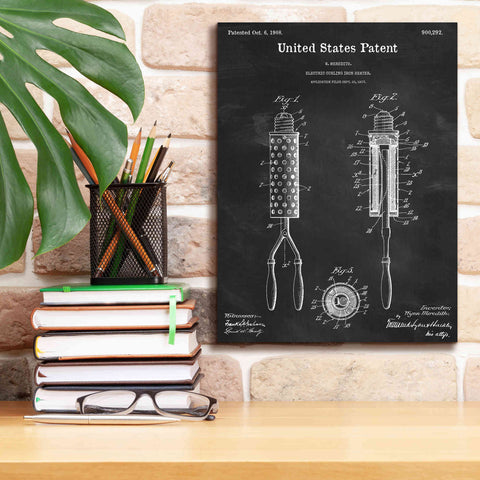 Image of 'Curling Iron Blueprint Patent Chalkboard,' Canvas Wall Art,12 x 16