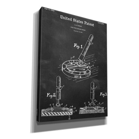 Image of 'Curling Broom Blueprint Patent Chalkboard,' Canvas Wall Art,12x16x1.1x0,18x26x1.1x0,26x34x1.74x0,40x54x1.74x0