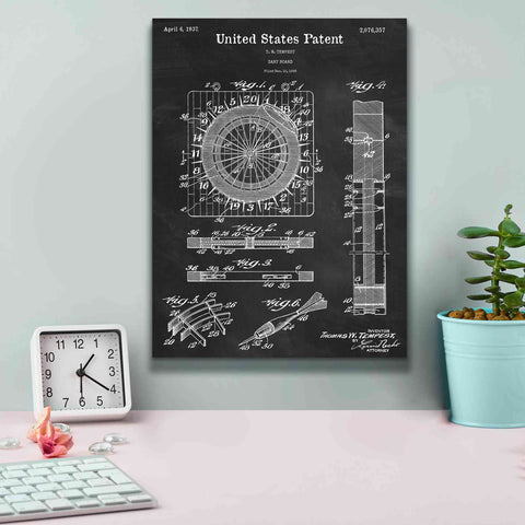 Image of 'Darts Game Blueprint Patent Chalkboard,' Canvas Wall Art,12 x 16