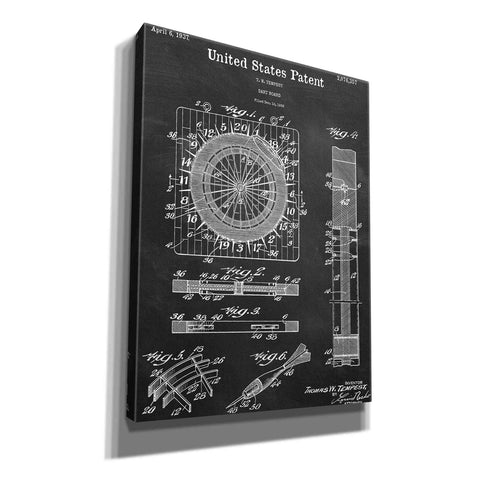 Image of 'Darts Game Blueprint Patent Chalkboard,' Canvas Wall Art,12x16x1.1x0,18x26x1.1x0,26x34x1.74x0,40x54x1.74x0