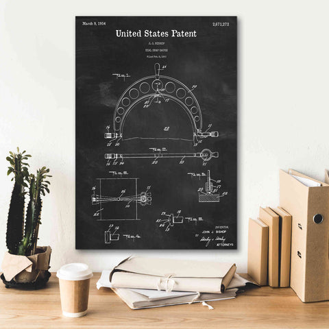 Image of 'Dial Snap Gauge Blueprint Patent Chalkboard,' Canvas Wall Art,18 x 26