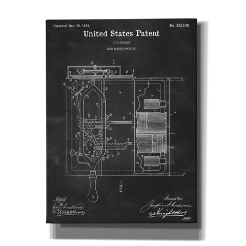 Image of 'Dish Washing Machine Blueprint Patent Chalkboard,' Canvas Wall Art,12x16x1.1x0,18x26x1.1x0,26x34x1.74x0,40x54x1.74x0