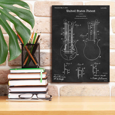 Image of 'Double Bass Guitar Blueprint Patent Chalkboard,' Canvas Wall Art,12 x 16