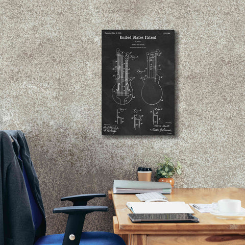 Image of 'Double Bass Guitar Blueprint Patent Chalkboard,' Canvas Wall Art,18 x 26