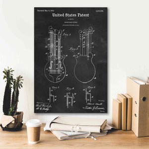 'Double Bass Guitar Blueprint Patent Chalkboard,' Canvas Wall Art,18 x 26