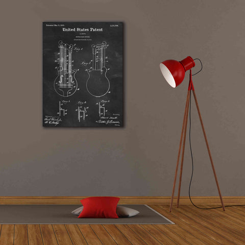 Image of 'Double Bass Guitar Blueprint Patent Chalkboard,' Canvas Wall Art,26 x 34