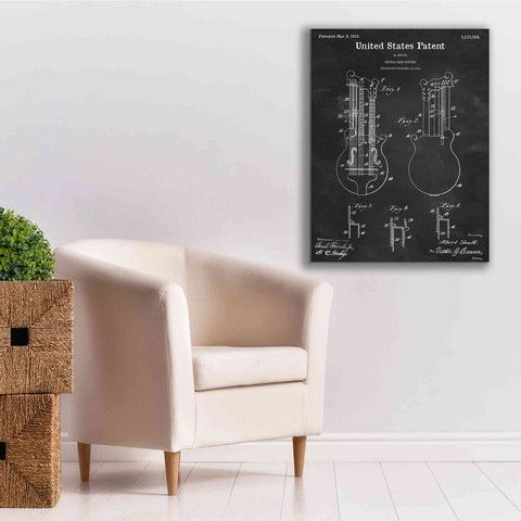 Image of 'Double Bass Guitar Blueprint Patent Chalkboard,' Canvas Wall Art,26 x 34