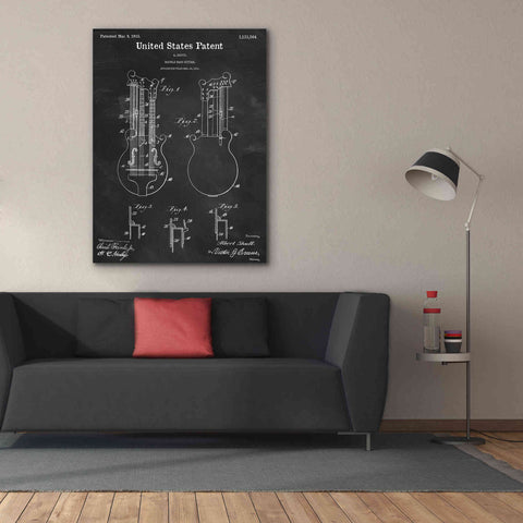 Image of 'Double Bass Guitar Blueprint Patent Chalkboard,' Canvas Wall Art,40 x 54