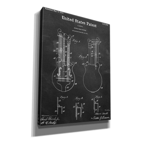 Image of 'Double Bass Guitar Blueprint Patent Chalkboard,' Canvas Wall Art,12x16x1.1x0,18x26x1.1x0,26x34x1.74x0,40x54x1.74x0