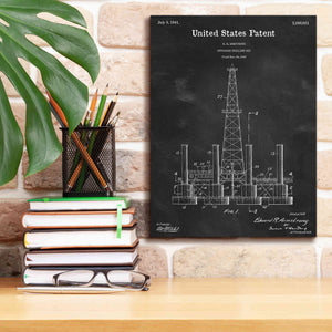 'Drilling Rig Blueprint Patent Chalkboard,' Canvas Wall Art,12 x 16
