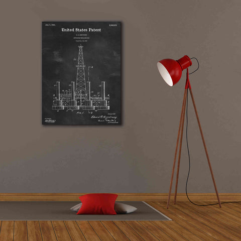 Image of 'Drilling Rig Blueprint Patent Chalkboard,' Canvas Wall Art,26 x 34