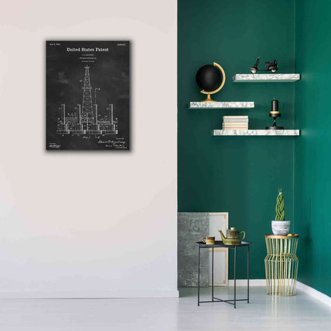 Image of 'Drilling Rig Blueprint Patent Chalkboard,' Canvas Wall Art,26 x 34