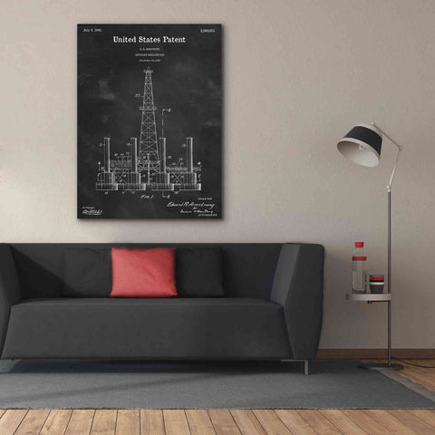 Image of 'Drilling Rig Blueprint Patent Chalkboard,' Canvas Wall Art,40 x 54