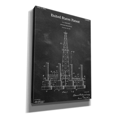 Image of 'Drilling Rig Blueprint Patent Chalkboard,' Canvas Wall Art,12x16x1.1x0,18x26x1.1x0,26x34x1.74x0,40x54x1.74x0