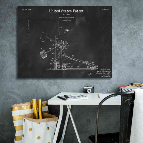 Image of 'Drum Beating Mechanism Blueprint Patent Chalkboard,' Canvas Wall Art,34 x 26