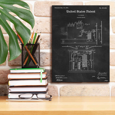 Image of 'Edison Electric Meter Blueprint Patent Chalkboard,' Canvas Wall Art,12 x 16