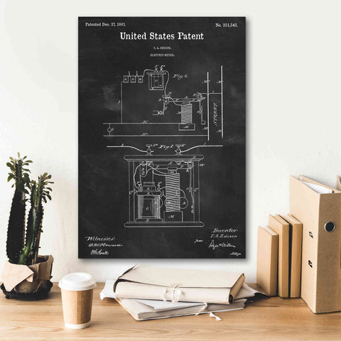 Image of 'Edison Electric Meter Blueprint Patent Chalkboard,' Canvas Wall Art,18 x 26
