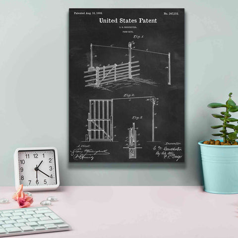 Image of 'Farm Gate Blueprint Patent Chalkboard,' Canvas Wall Art,12 x 16