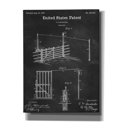 Image of 'Farm Gate Blueprint Patent Chalkboard,' Canvas Wall Art,12x16x1.1x0,18x26x1.1x0,26x34x1.74x0,40x54x1.74x0
