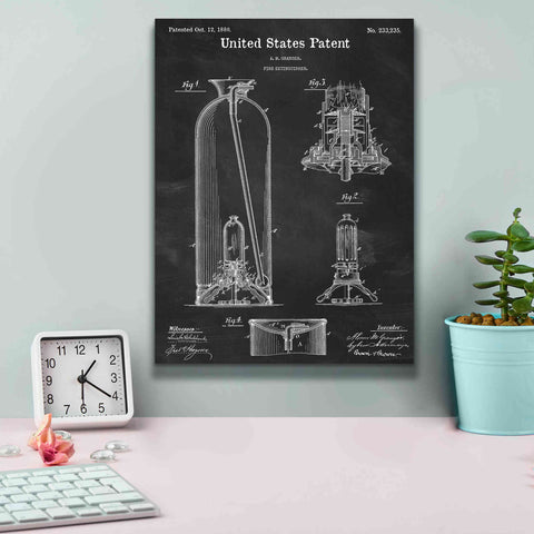 Image of 'Fire Extinguisher Blueprint Patent Chalkboard,' Canvas Wall Art,12 x 16