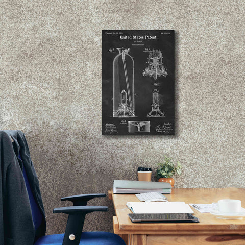 Image of 'Fire Extinguisher Blueprint Patent Chalkboard,' Canvas Wall Art,18 x 26