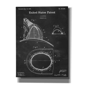 'Fireman's Hat Blueprint Patent Chalkboard,' Canvas Wall Art,12x16x1.1x0,18x26x1.1x0,26x34x1.74x0,40x54x1.74x0